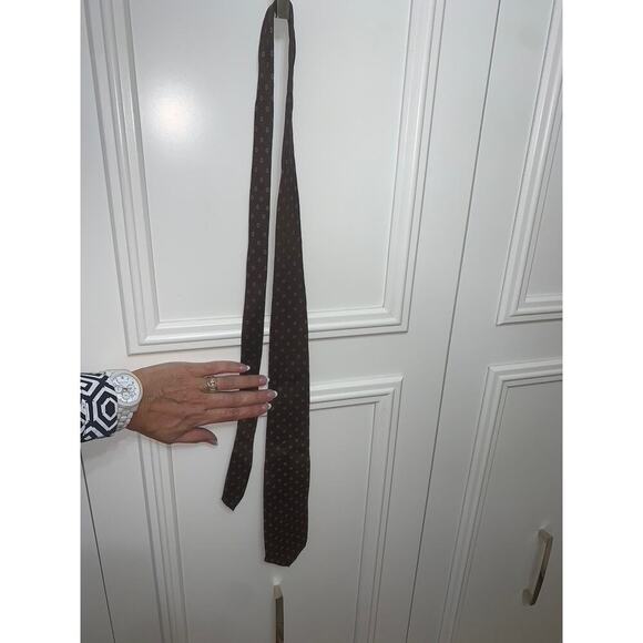 Vintage Resilio Men's Brown Polka Dot Designer Neck Tie - Picture 3 of 4